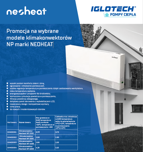 Promocja na wybrane modele klimakonwektorów NP marki NEOHEAT